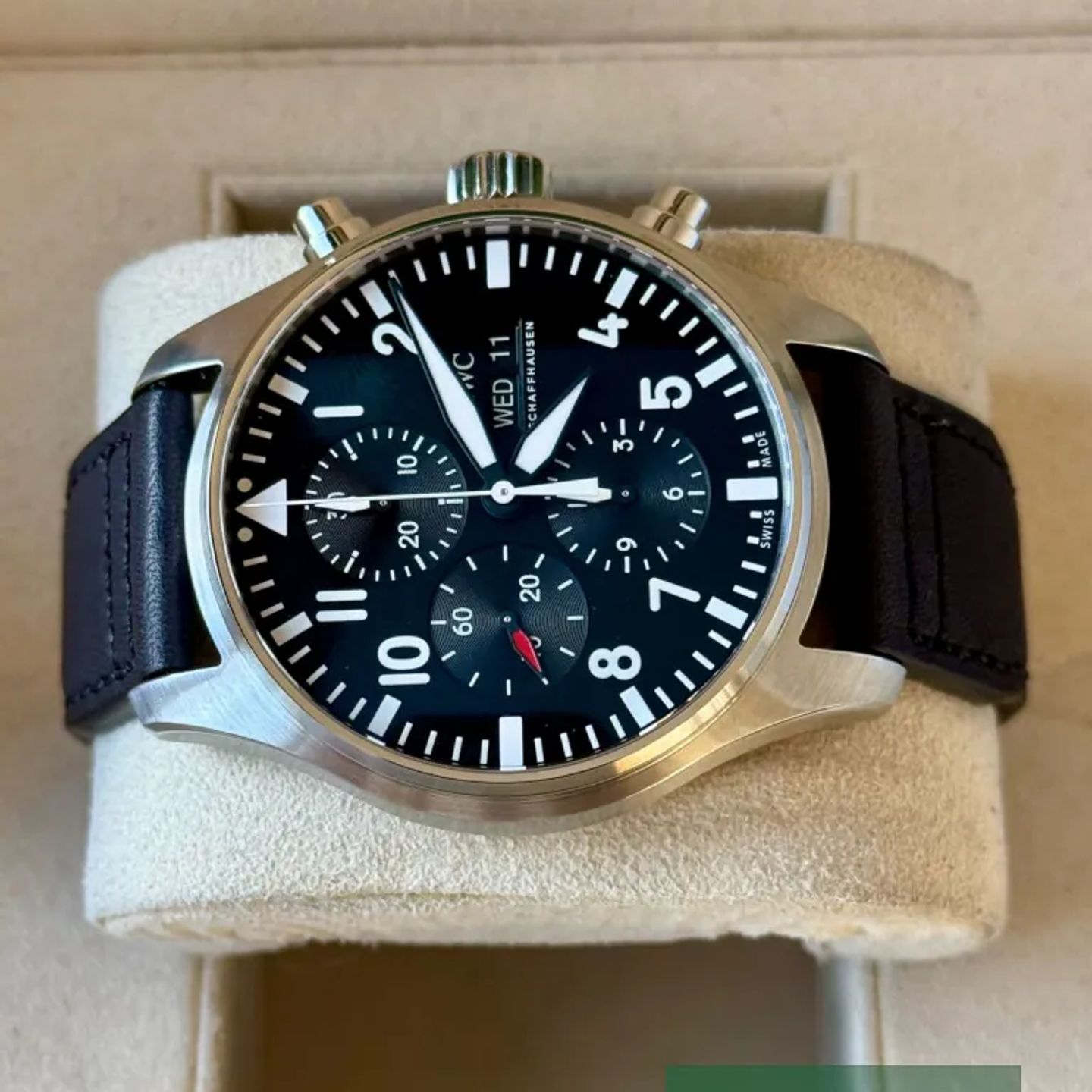 IWC Pilot Chronograph IW377709 (2017) - Zwart wijzerplaat 43mm Staal (5/7)