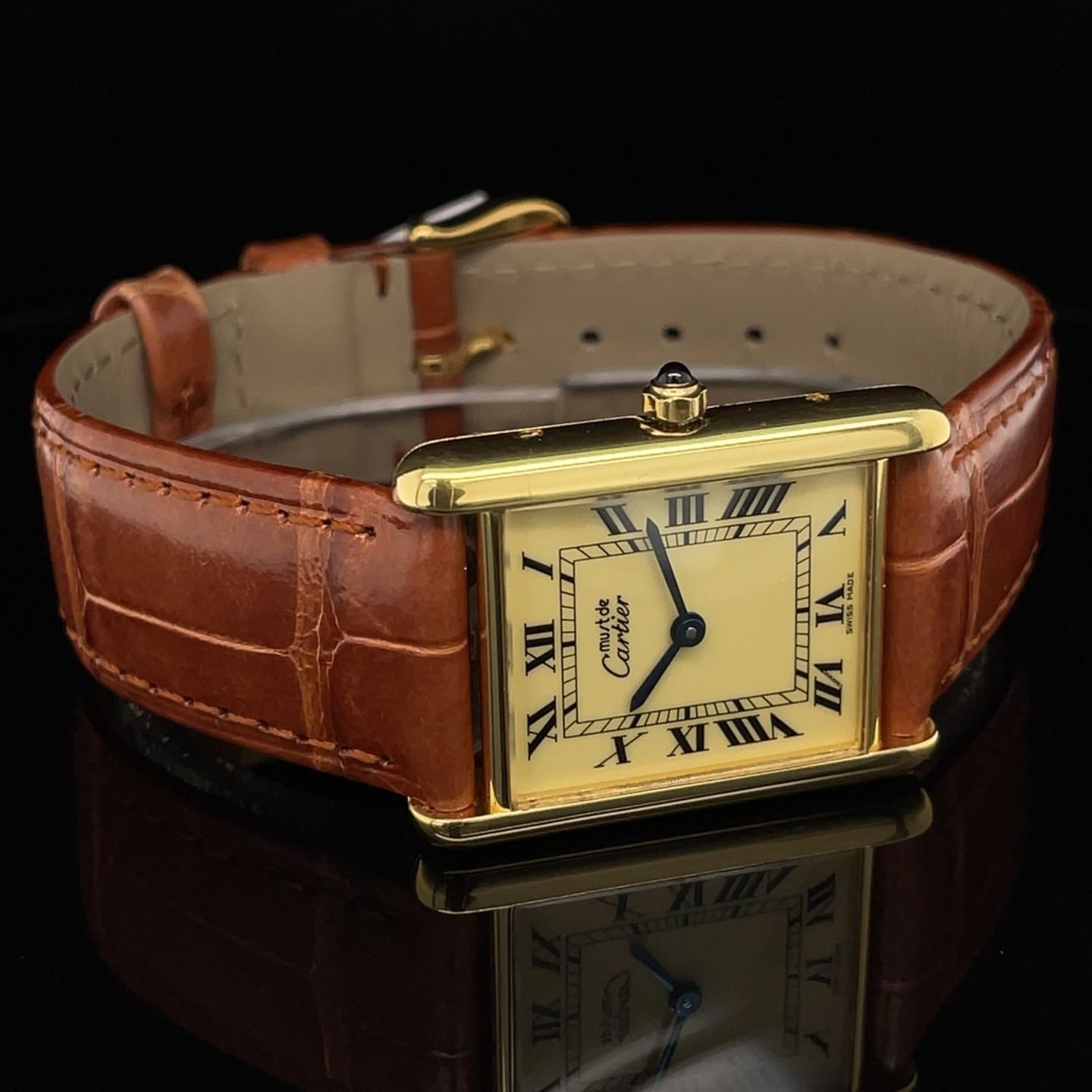 Cartier Tank 681006 (1990) - Champagne dial 23 mm Gold/Steel case (8/8)