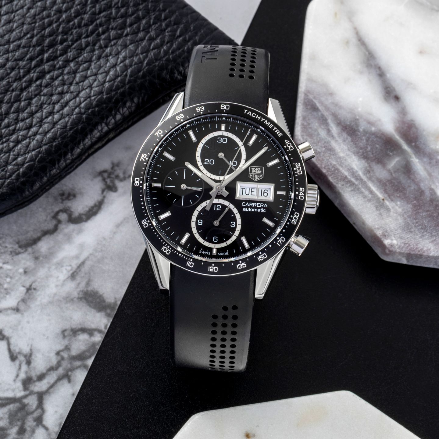 TAG Heuer Carrera Calibre 16 CV201AG (2015) - Black dial 41 mm Steel case (1/8)