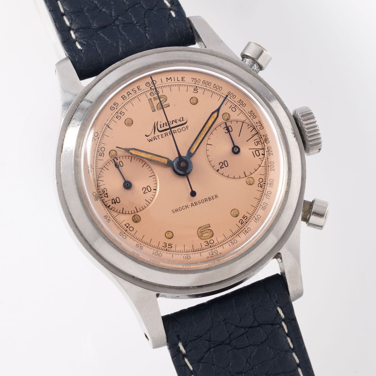 Minerva Vintage 1335 (1940) - Pink dial 34 mm Unknown case (4/8)