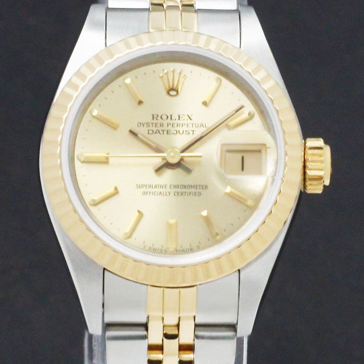 Rolex Lady-Datejust 69173 (1986) - Gold dial 26 mm Gold/Steel case (1/7)