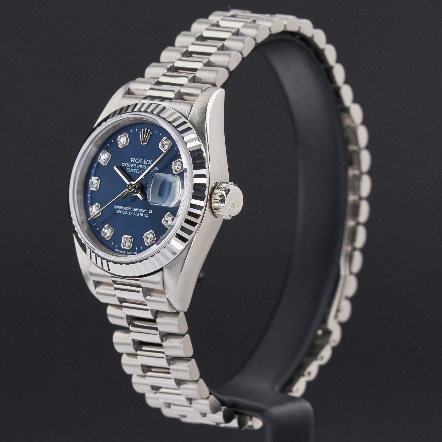Rolex Lady-Datejust 69179 (1995) - Blue dial 26 mm White Gold case (4/8)
