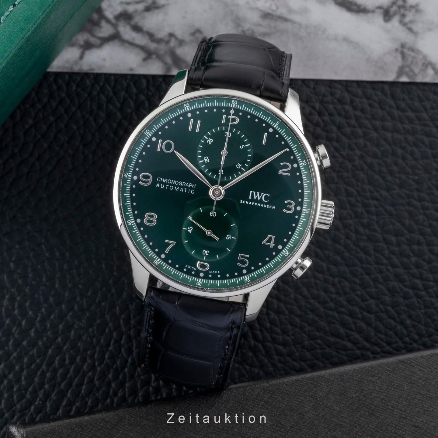 IWC Portuguese Chronograph IW371615 (Unknown (random serial)) - Green dial 41 mm Steel case (3/8)