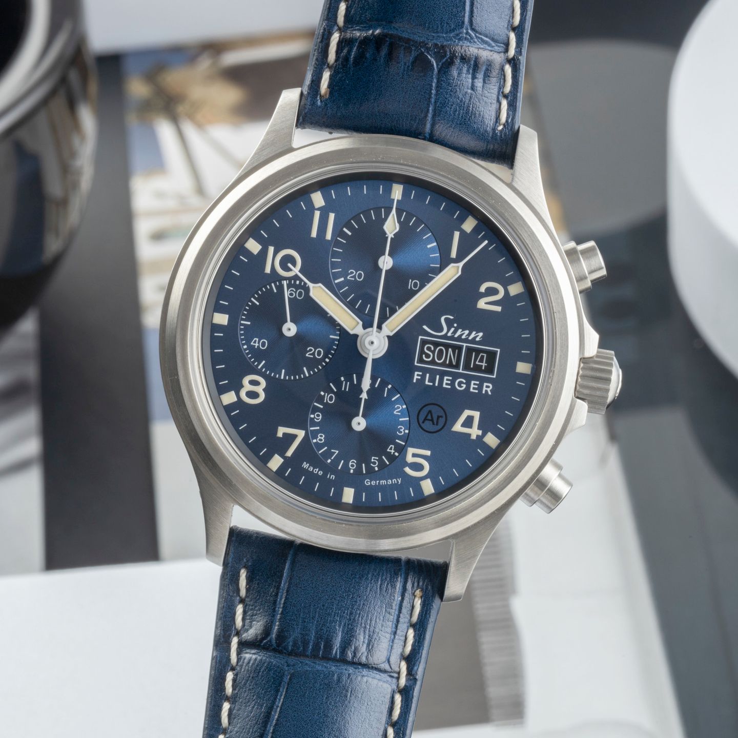 Sinn 358 358.064 (Onbekend (willekeurig serienummer)) - Blauw wijzerplaat 42mm Staal (3/8)