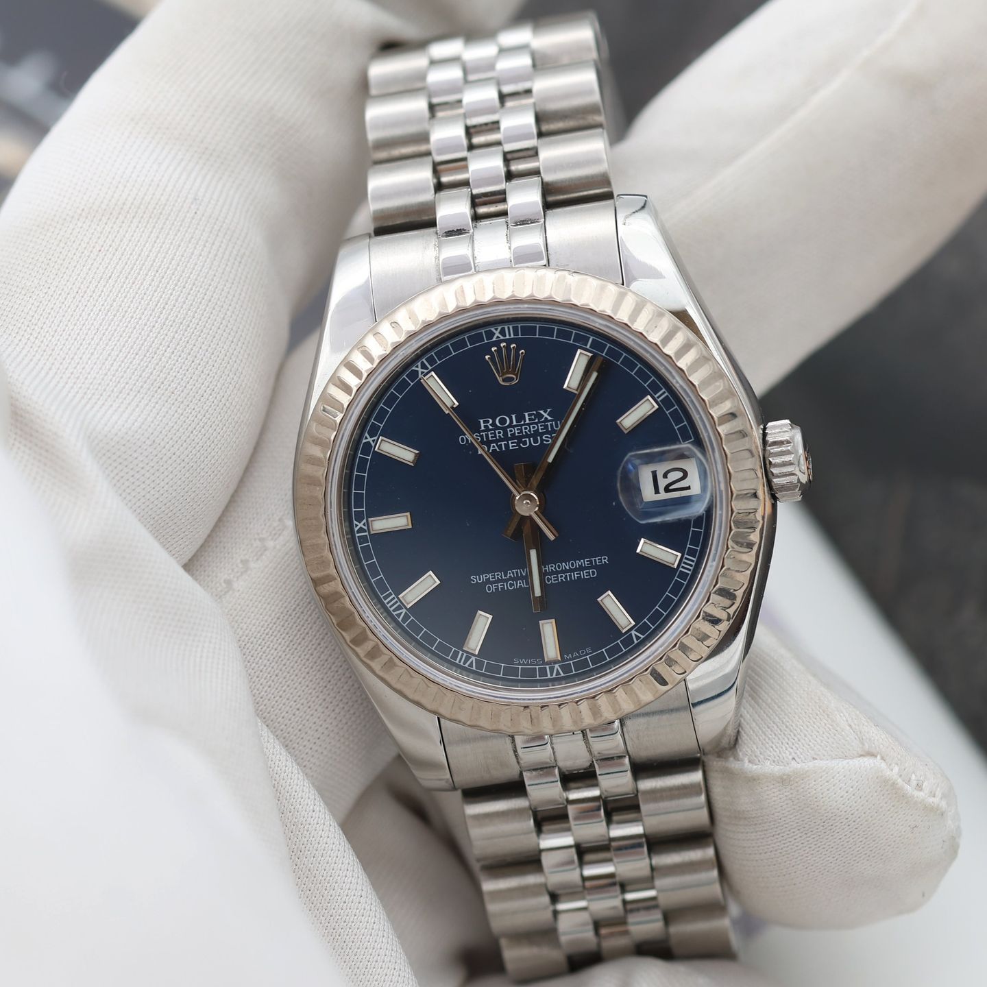 Rolex Datejust 31 178274 (Unknown (random serial)) - Blue dial 31 mm Steel case (1/8)