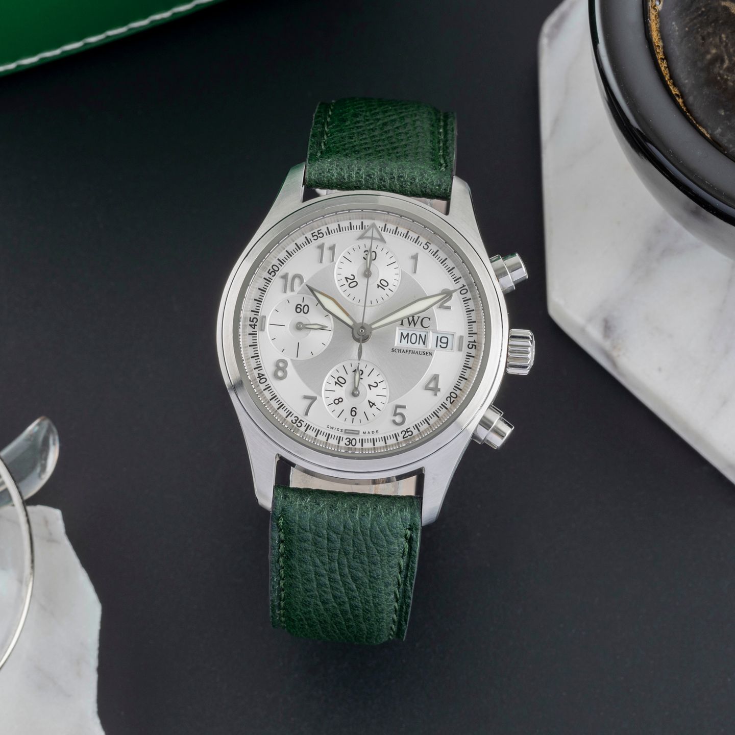 IWC Pilot Spitfire Chronograph IW370628 (2005) - Silver dial 39 mm Steel case (1/8)