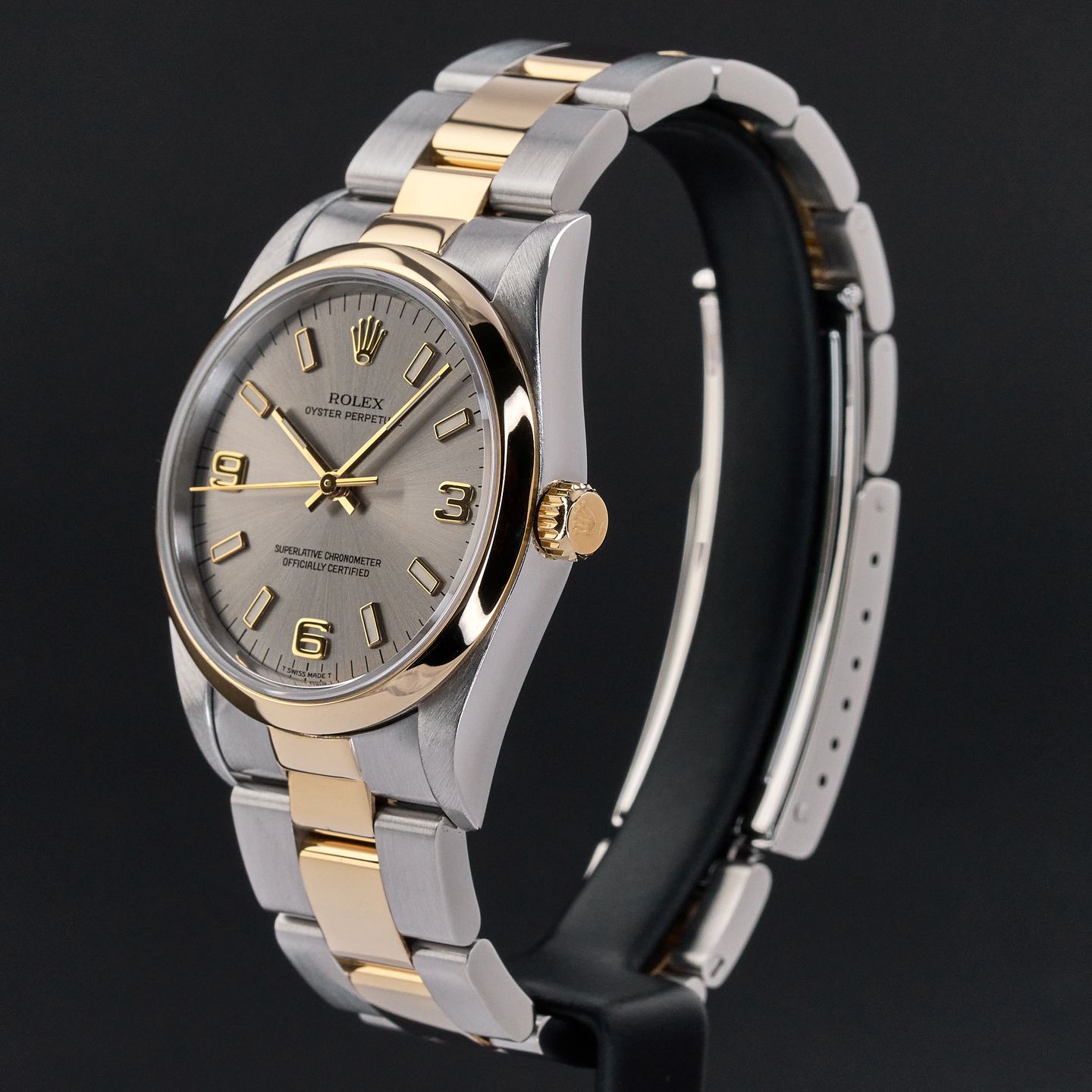 Rolex Oyster Perpetual 34 14203 (1995) - Grey dial 34 mm Gold/Steel case (4/8)