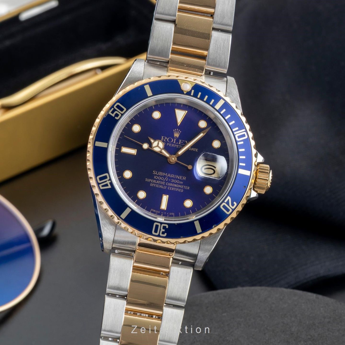 Rolex Submariner Date 16613 (1988) - Blauw wijzerplaat 40mm Goud/Staal (1/8)