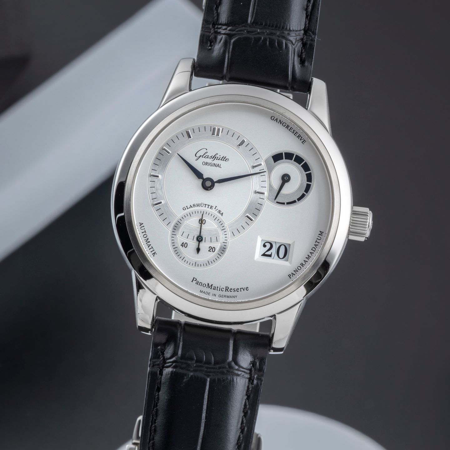 Glashütte Original PanoReserve 1-90-03-02-02-04 (2005) - Zilver wijzerplaat 39mm Staal (3/8)