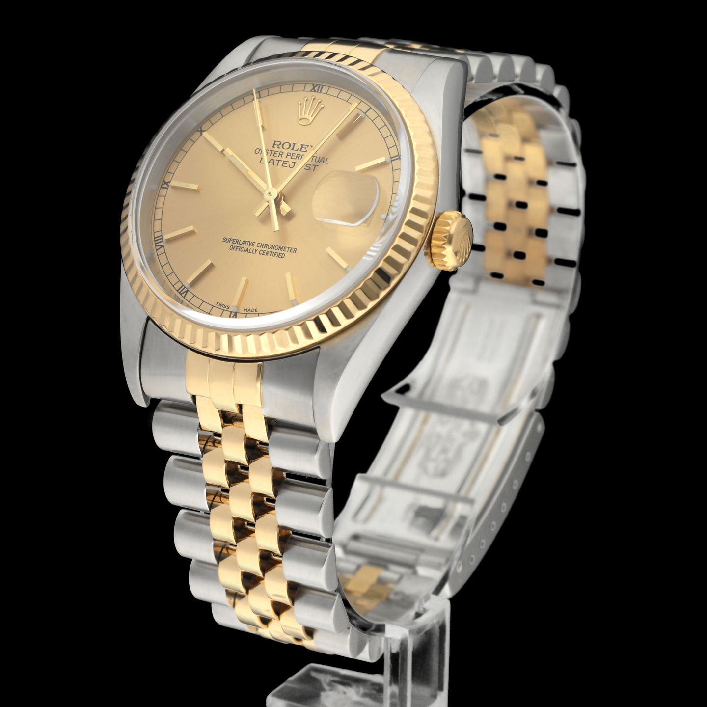 Rolex Datejust 36 16233 (2001) - Champagne wijzerplaat 36mm Goud/Staal (5/8)
