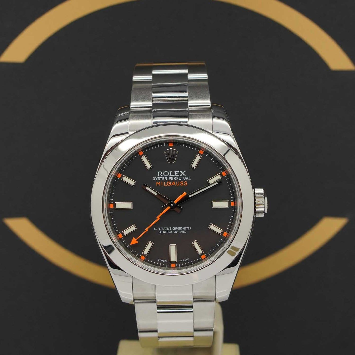 Rolex Milgauss 116400 (2009) - Zwart wijzerplaat 40mm Staal (1/7)