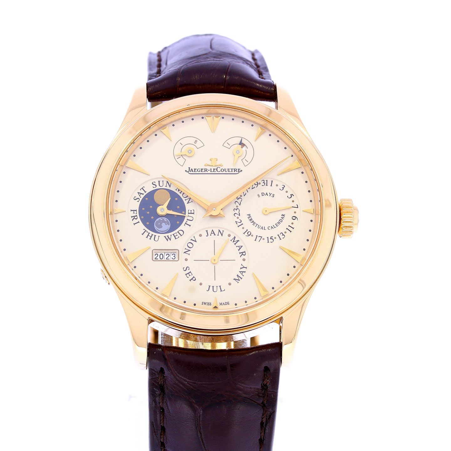 Jaeger-LeCoultre Master Eight Days Perpetual 161.24.20 (2012) - Champagne dial 40 mm Rose Gold case (1/8)
