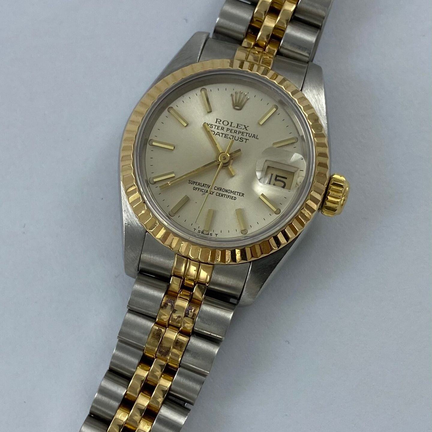 Rolex Lady-Datejust - (Unknown (random serial)) - Champagne dial 26 mm Gold/Steel case (4/6)