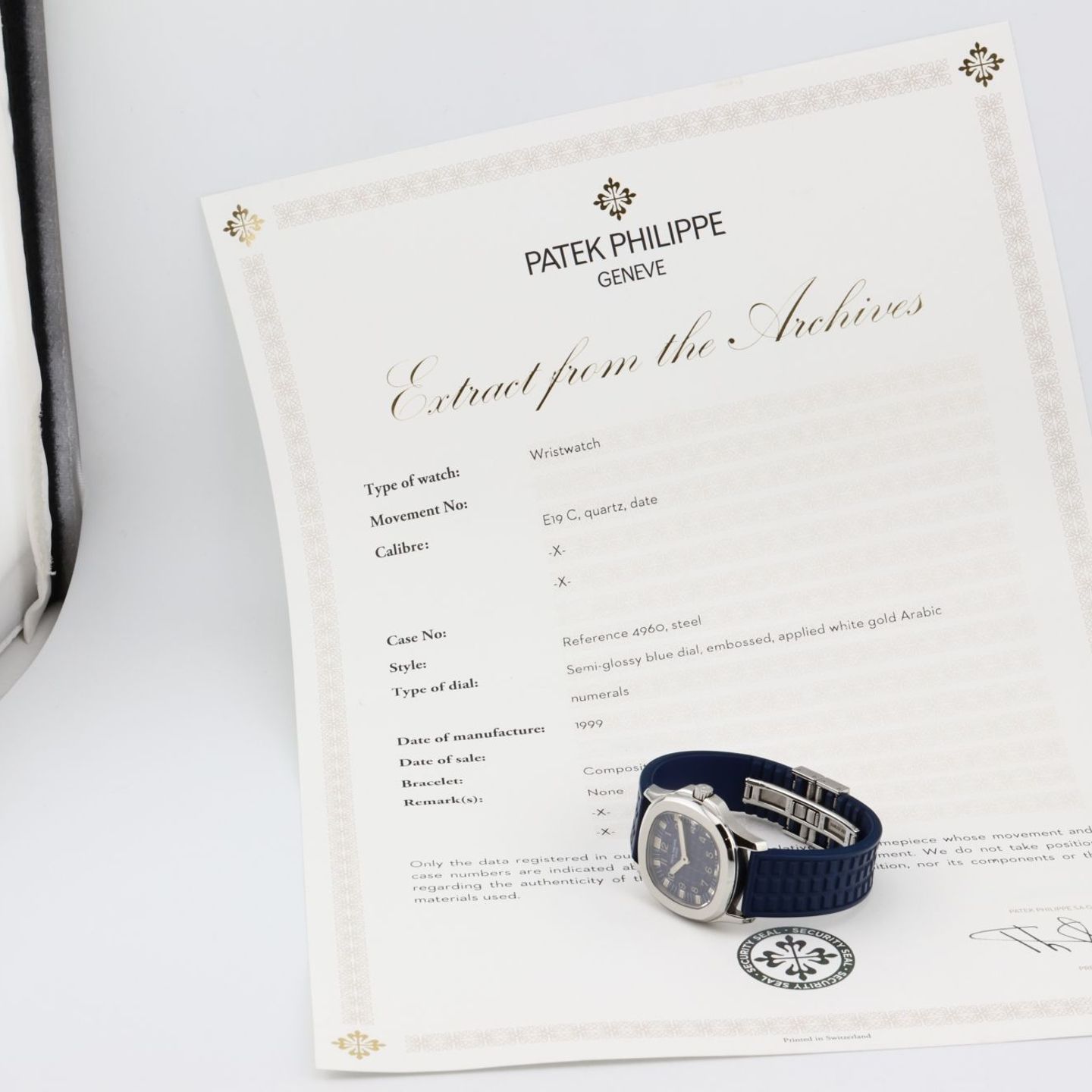 Patek Philippe Aquanaut 4960A-010 (1999) - Blue dial 28 mm Steel case (2/2)