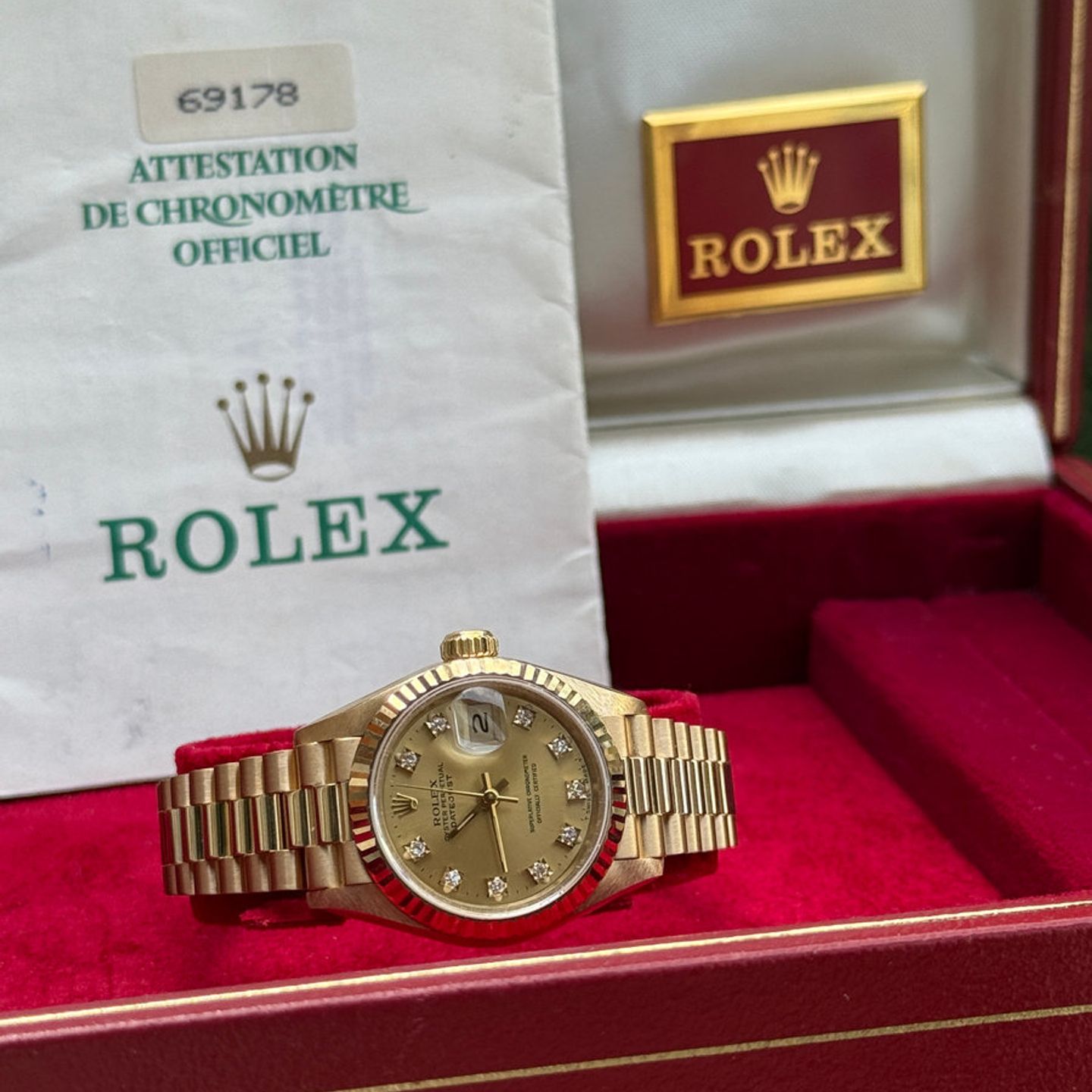Rolex Lady-Datejust 69178 (1991) - Champagne dial 26 mm Yellow Gold case (1/8)