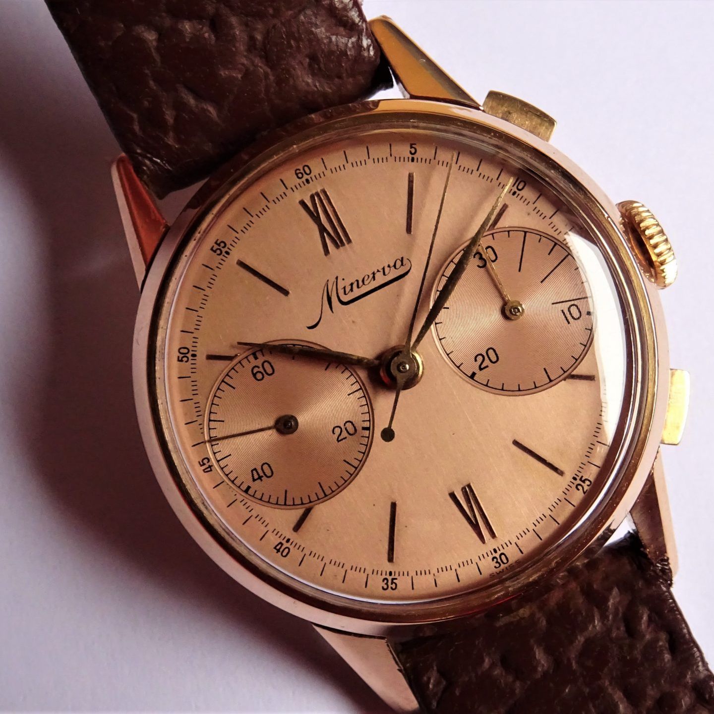 Minerva Vintage 13CH (1952) - Pink dial 34 mm Steel case (2/8)