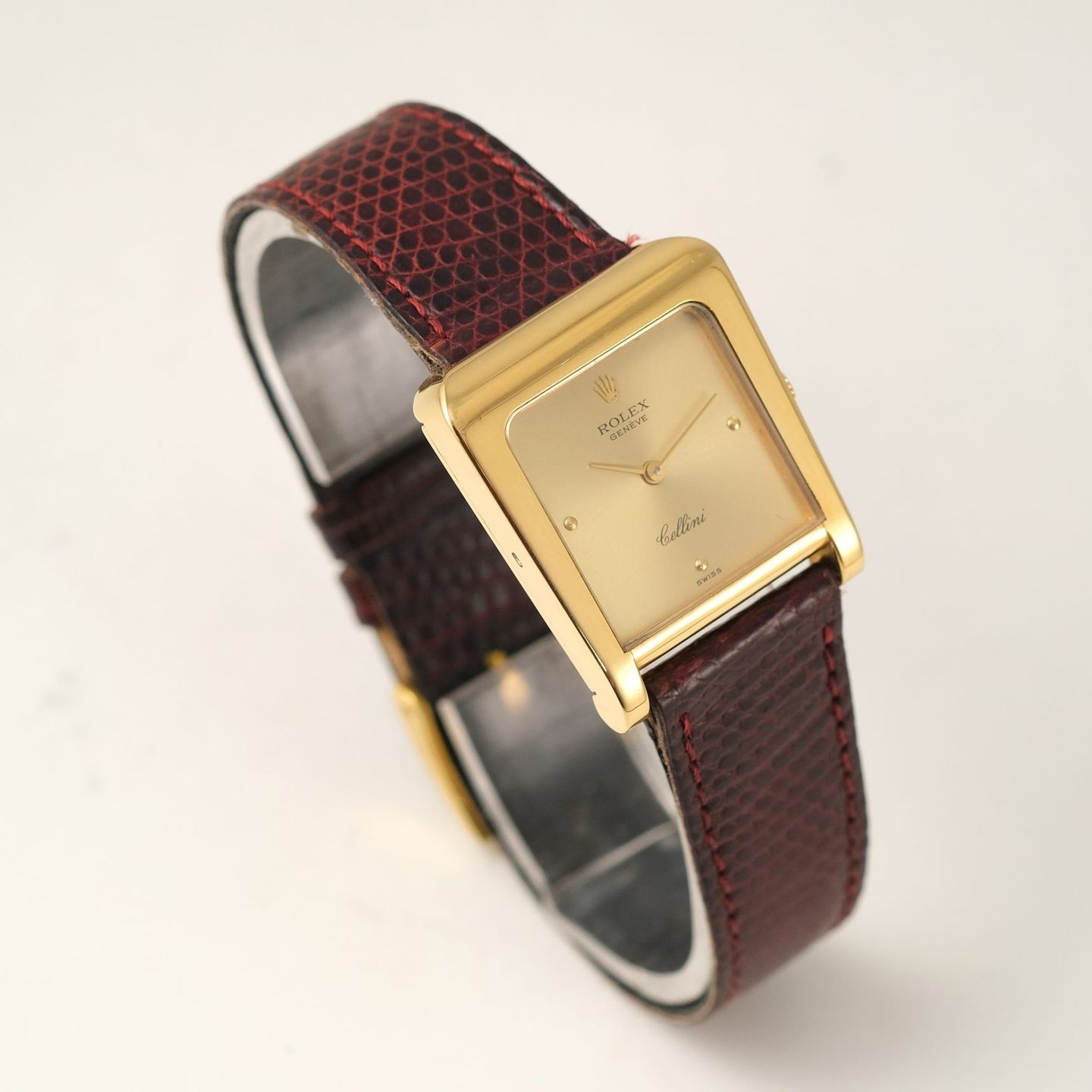 Rolex Cellini 4100 (1976) - Champagne dial 25 mm Yellow Gold case (2/8)