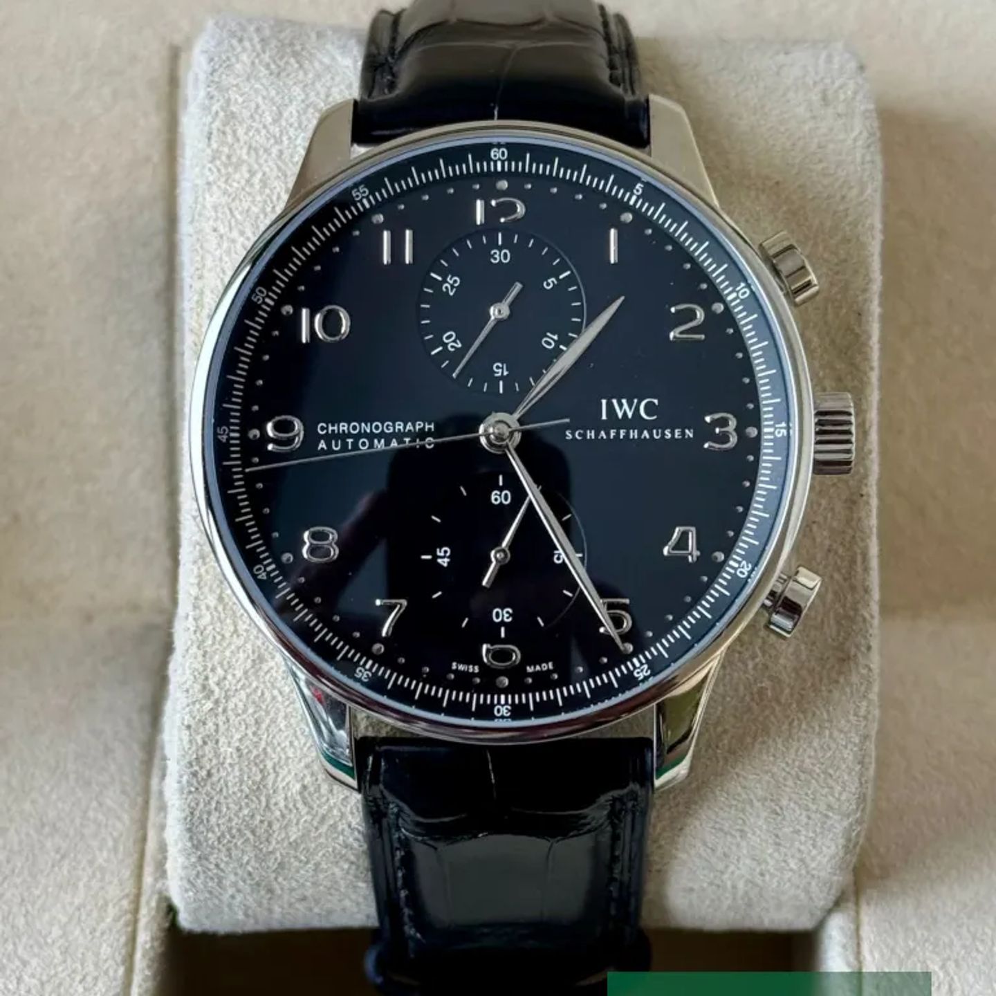IWC Portuguese Chronograph IW371447 (Onbekend (willekeurig serienummer)) - Zwart wijzerplaat 41mm Staal (2/7)
