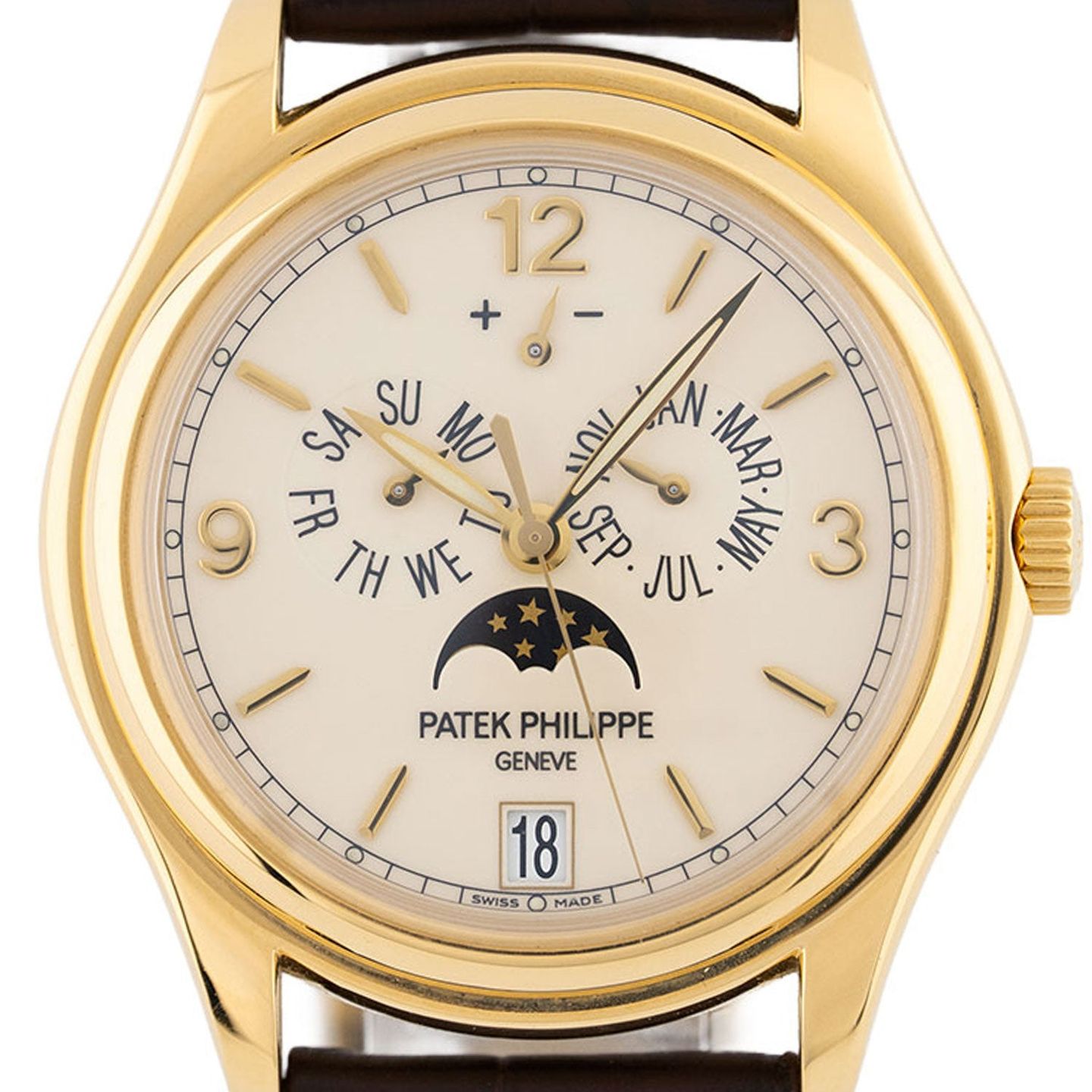 Patek Philippe Annual Calendar 5146J-001 (Onbekend (willekeurig serienummer)) - Beige wijzerplaat 39mm Geelgoud (2/6)