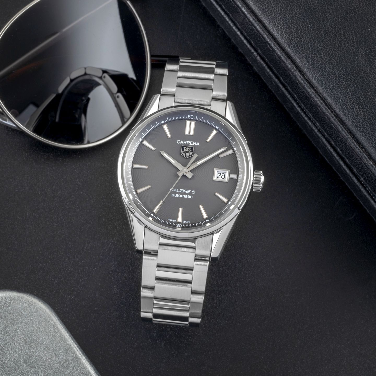 TAG Heuer Carrera Calibre 5 WAR211C.BA0782 (Unknown (random serial)) - Grey dial 39 mm Steel case (1/8)
