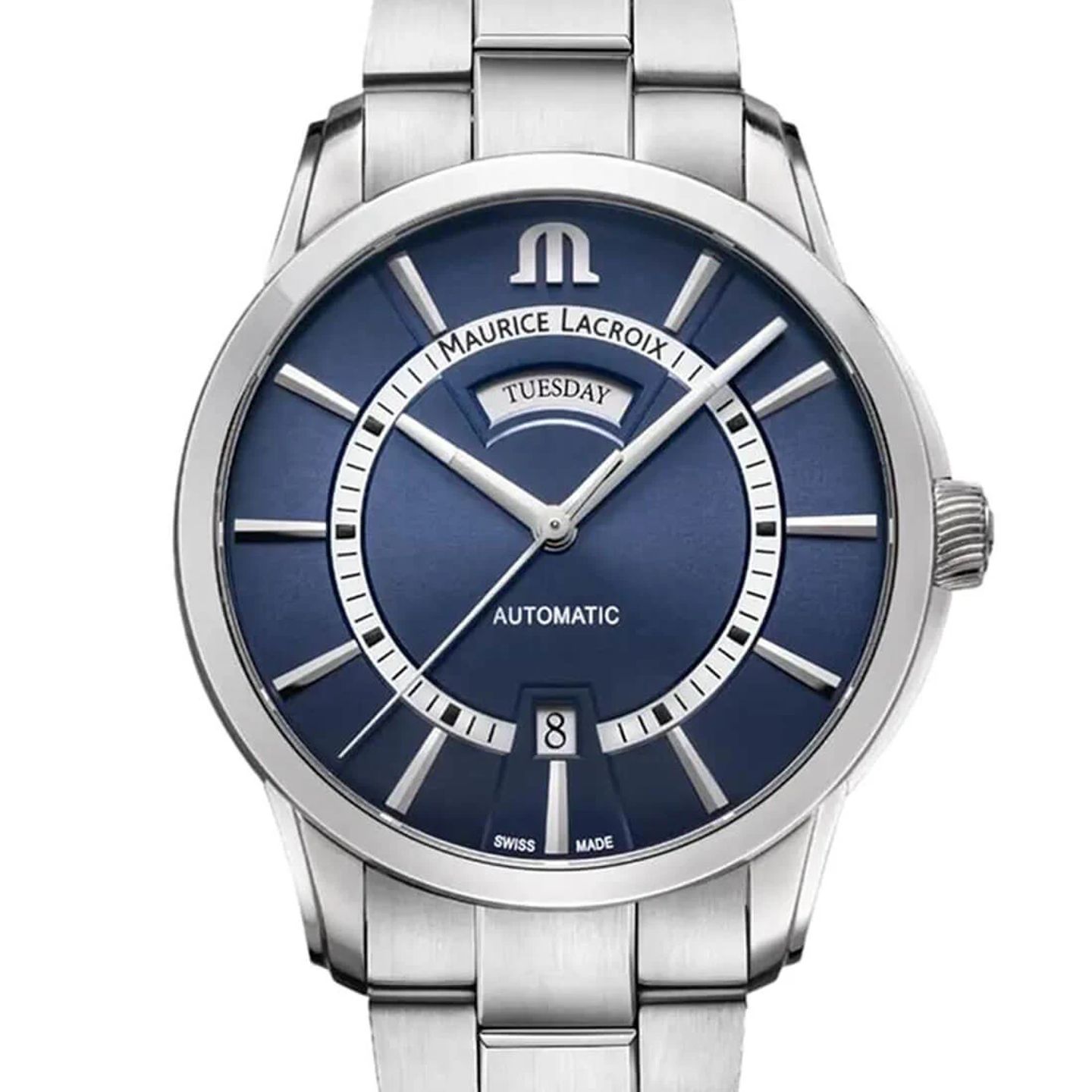 Maurice Lacroix Pontos Day Date PT6358-SS002-431-1 (2023) - Blauw wijzerplaat 41mm Staal (2/3)