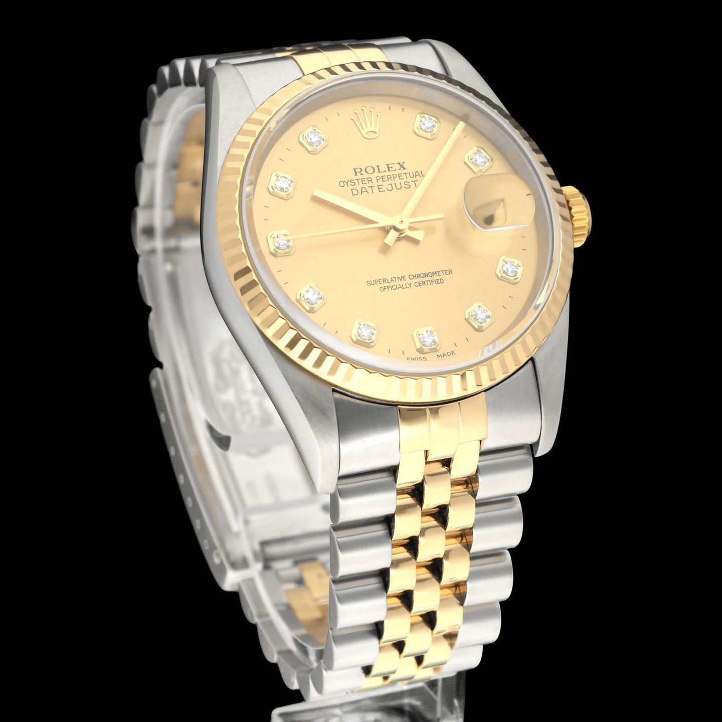 Rolex Datejust 36 16233G (2000) - Champagne dial 36 mm Gold/Steel case (3/8)