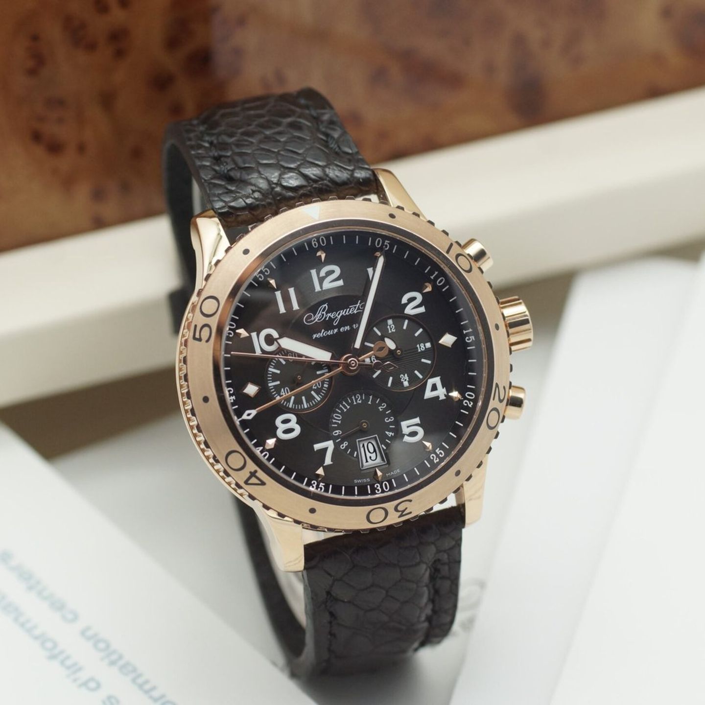 Breguet Type XX - XXI - XXII 3810BR/92/9ZU (2013) - Black dial 42 mm Rose Gold case (1/8)