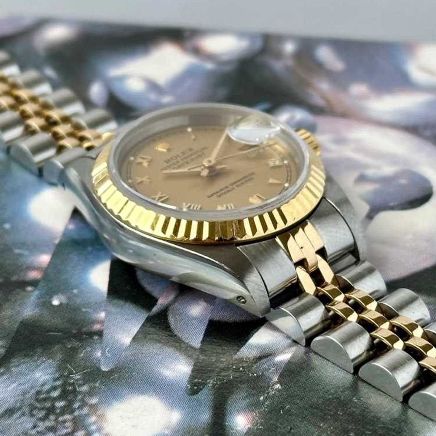 Rolex Lady-Datejust 69173 (1990) - Gold dial 26 mm Gold/Steel case (6/8)