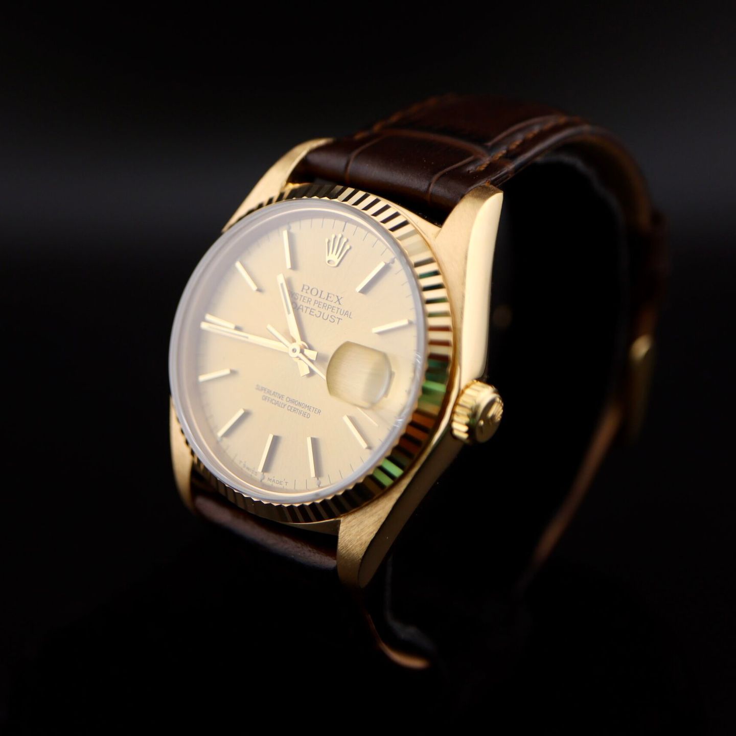 Rolex Datejust 36 16018 (Unknown (random serial)) - Champagne dial 36 mm Yellow Gold case (5/6)