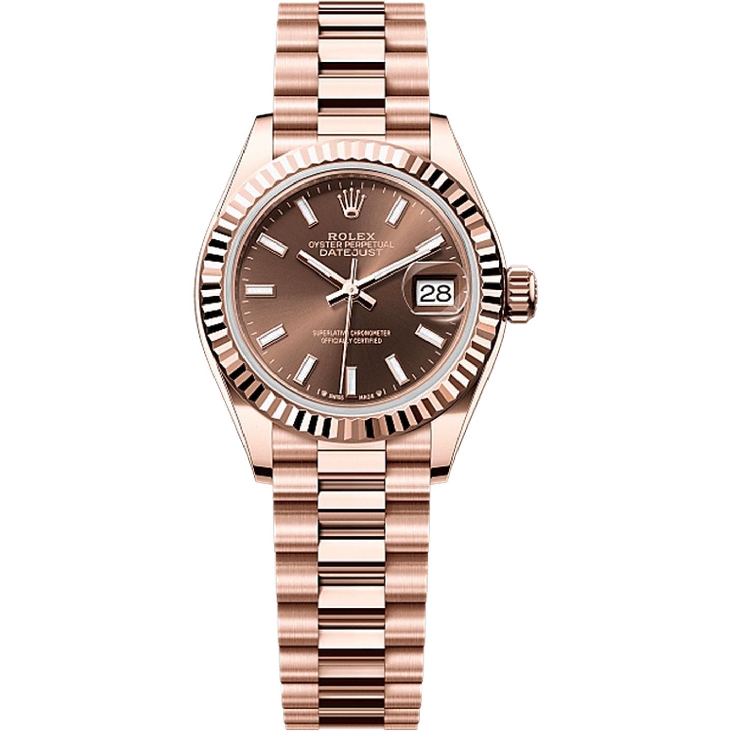 Rolex Lady-Datejust 279175 (2025) - Bruin wijzerplaat 28mm Roségoud (1/1)