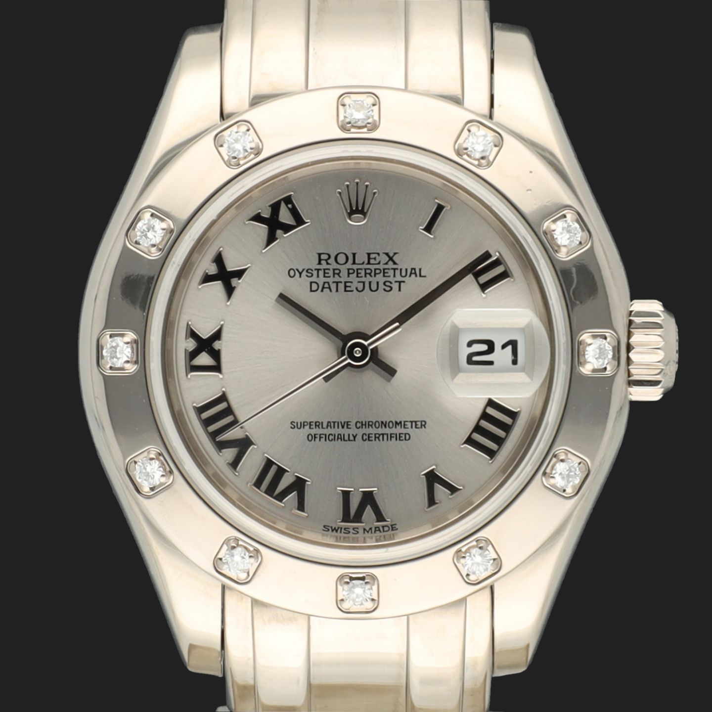 Rolex Lady-Datejust Pearlmaster 80319 (Unknown (random serial)) - Silver dial 29 mm White Gold case (3/8)