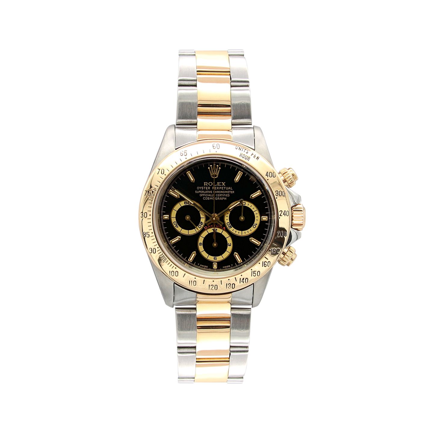 Rolex Daytona 16523 (Unknown (random serial)) - Black dial 40 mm Gold/Steel case (1/7)
