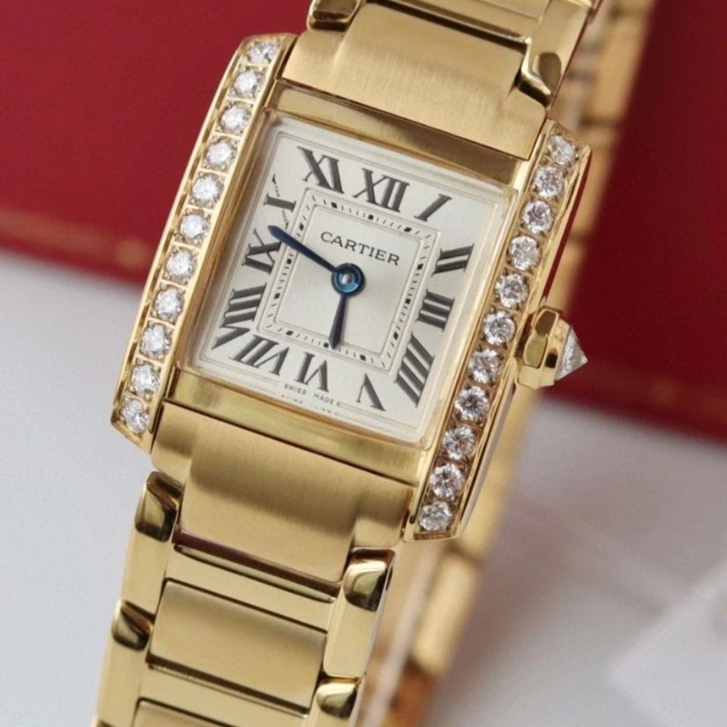 Cartier Tank Française WJTA0062 (2025) - Gold dial 21 mm Yellow Gold case (3/3)