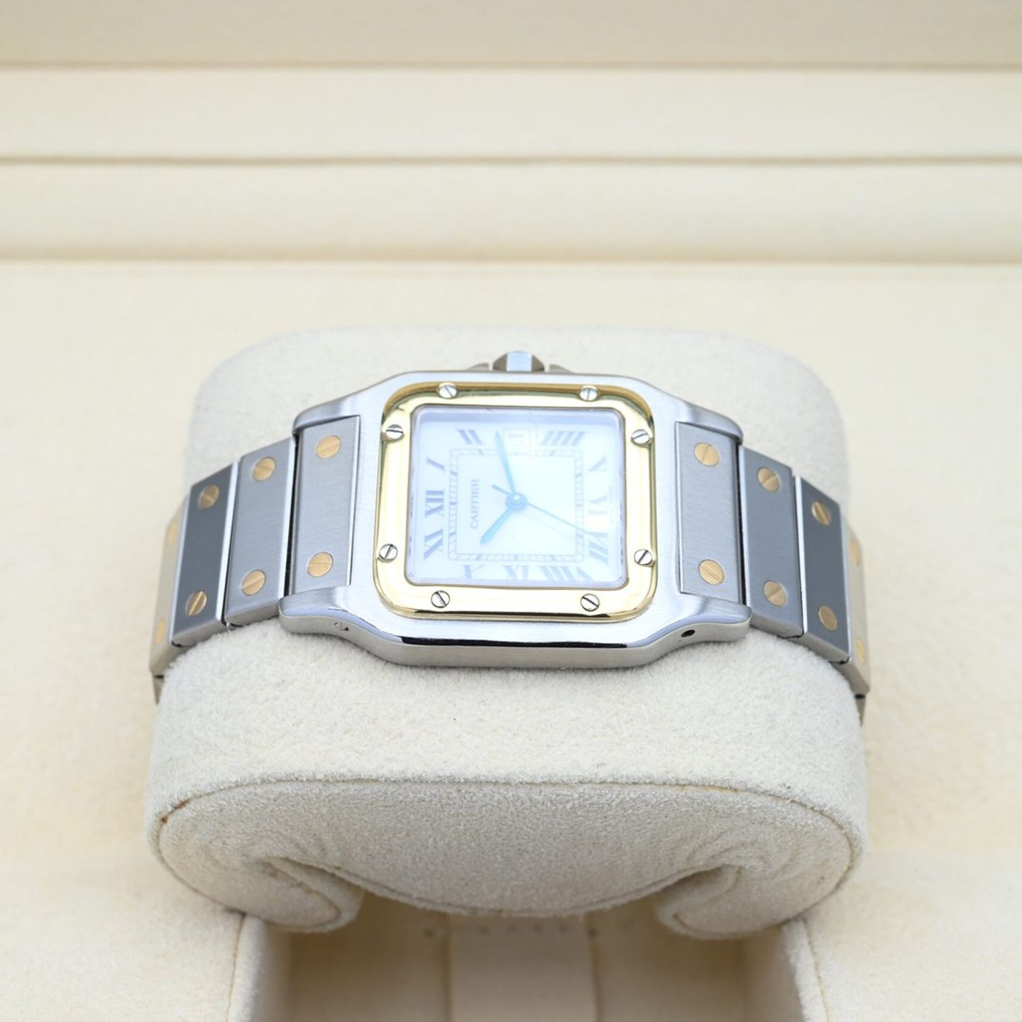 Cartier Santos 2961 (Onbekend (willekeurig serienummer)) - Wit wijzerplaat 29mm Goud/Staal (3/8)