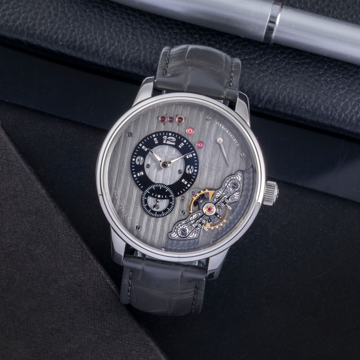 Glashütte Original PanoInverse 1-66-06-04-22-50 (Unknown (random serial)) - Transparent dial 42 mm Steel case (1/8)