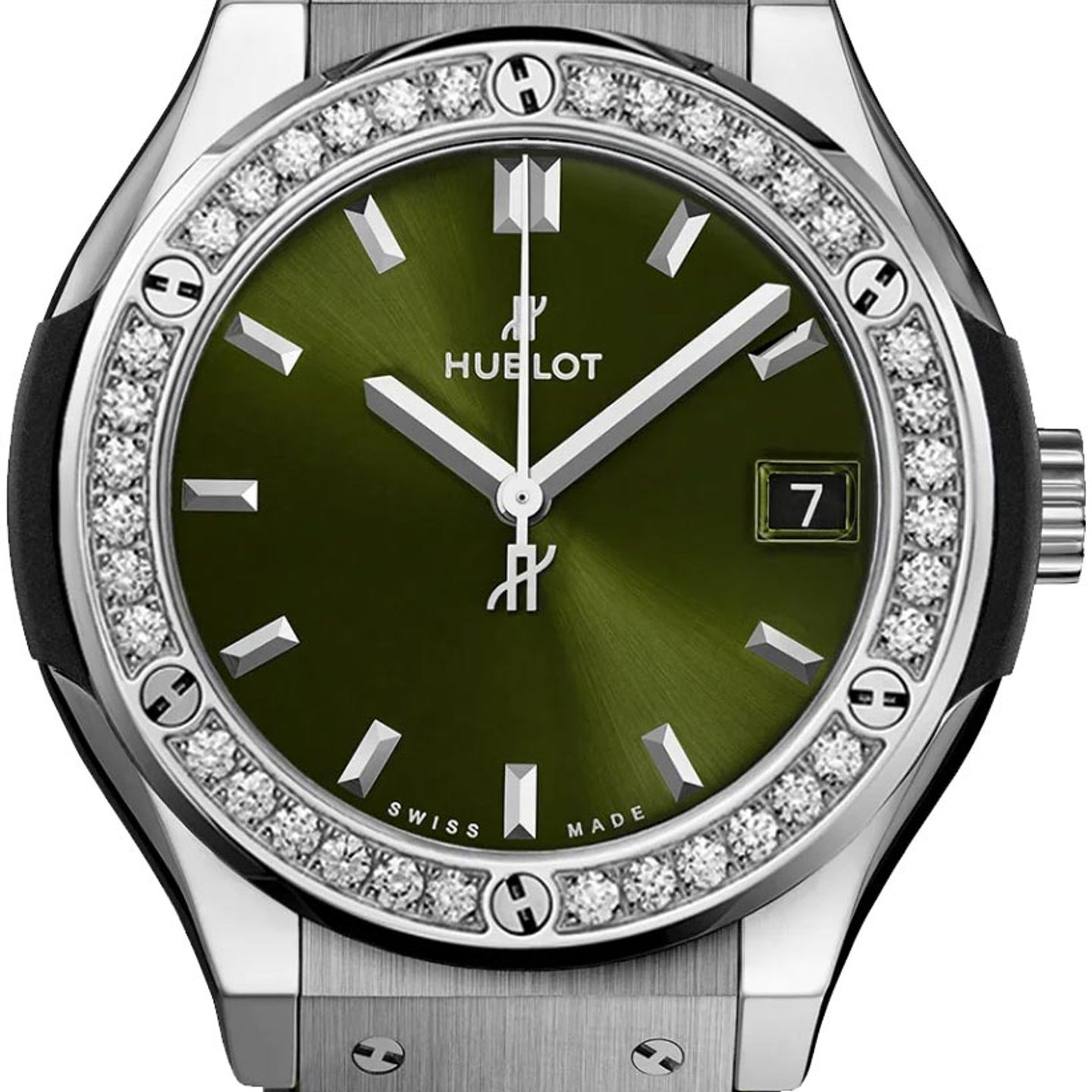Hublot Classic Fusion Quartz 581.NX.8970.LR.1104 (2022) - Green dial 33 mm Titanium case (2/2)