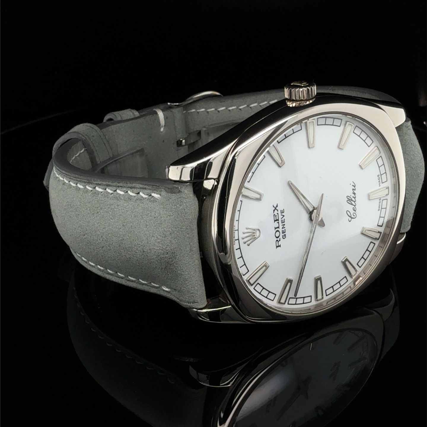 Rolex Cellini Danaos 4243 (2001) - White dial 38 mm White Gold case (3/8)