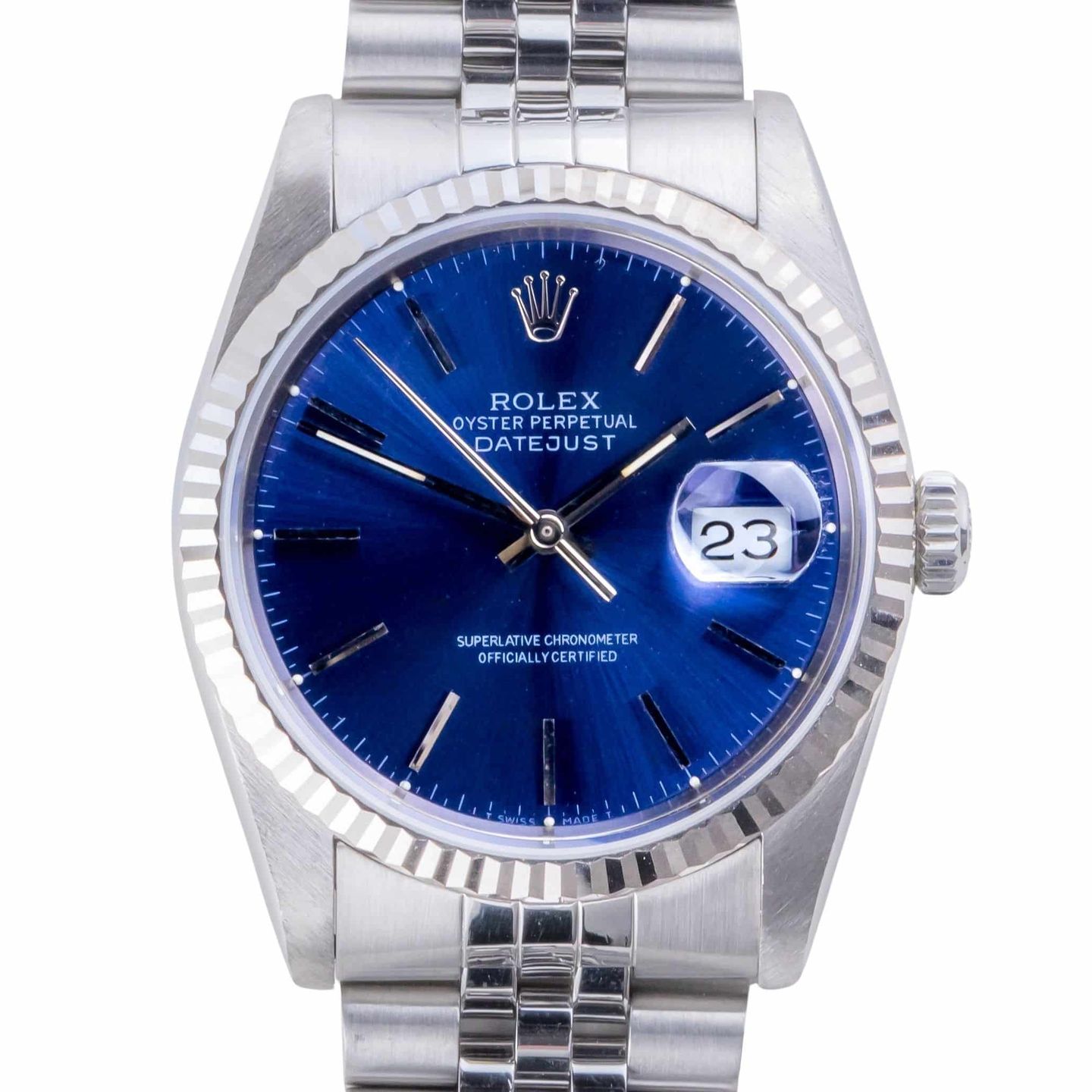 Rolex Datejust 36 16234 (1990) - Blue dial 36 mm Steel case (3/8)