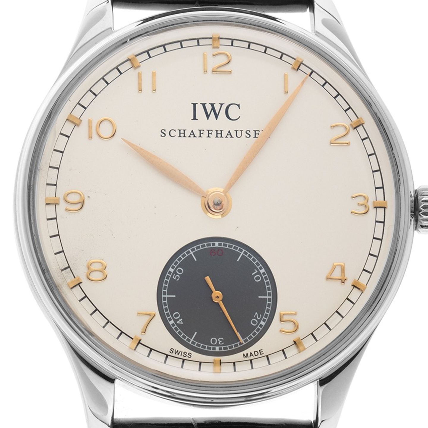 IWC Portuguese Hand-Wound IW545405 (2010) - Zilver wijzerplaat 44mm Staal (1/7)