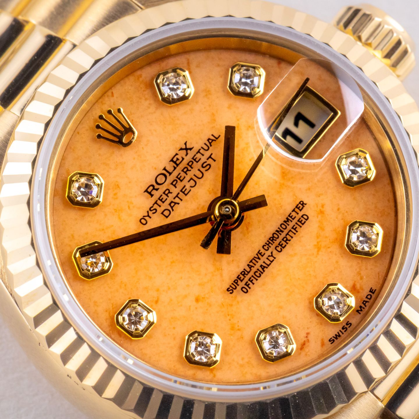 Rolex Lady-Datejust 79178 (1997) - Orange dial 26 mm Yellow Gold case (2/8)