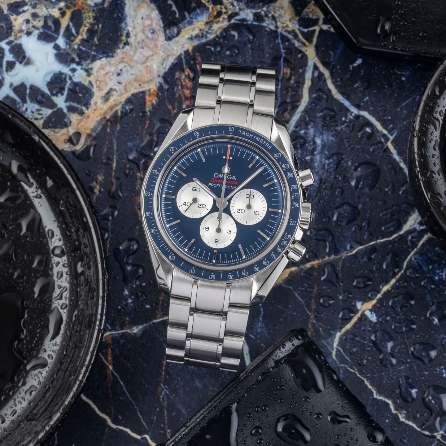 Omega Speedmaster Professional Moonwatch 522.30.42.30.03.001 (Unknown (random serial)) - Blue dial 42 mm Steel case (1/8)