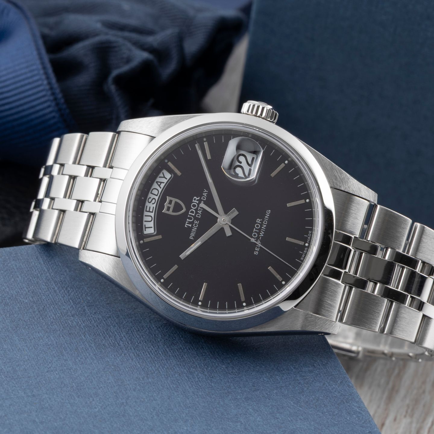 Tudor Prince Date 76200 (Onbekend (willekeurig serienummer)) - Zwart wijzerplaat 36mm Staal (2/8)