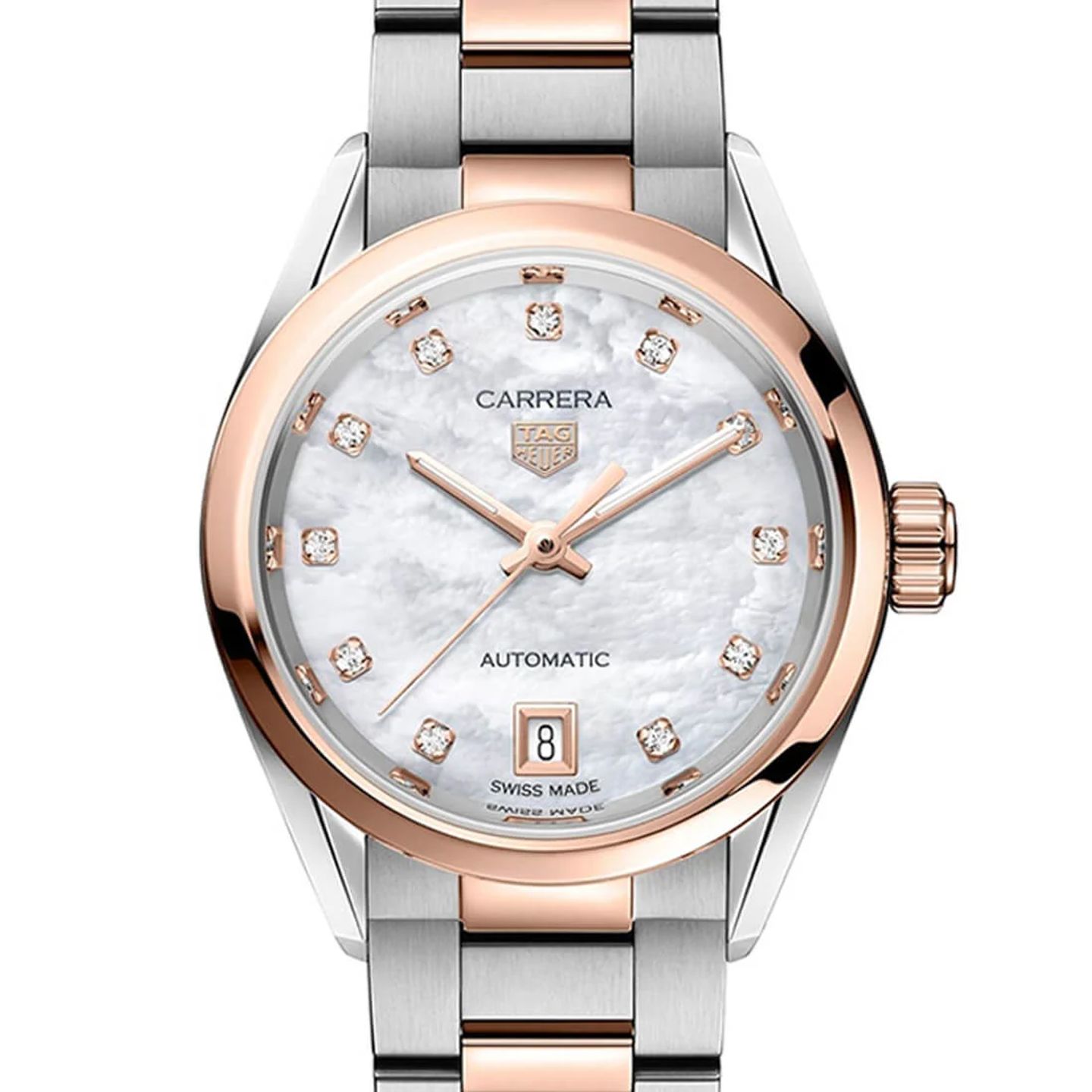 TAG Heuer Carrera Lady WBN2450.BD0569 (2023) - White dial 29 mm Gold/Steel case (1/3)