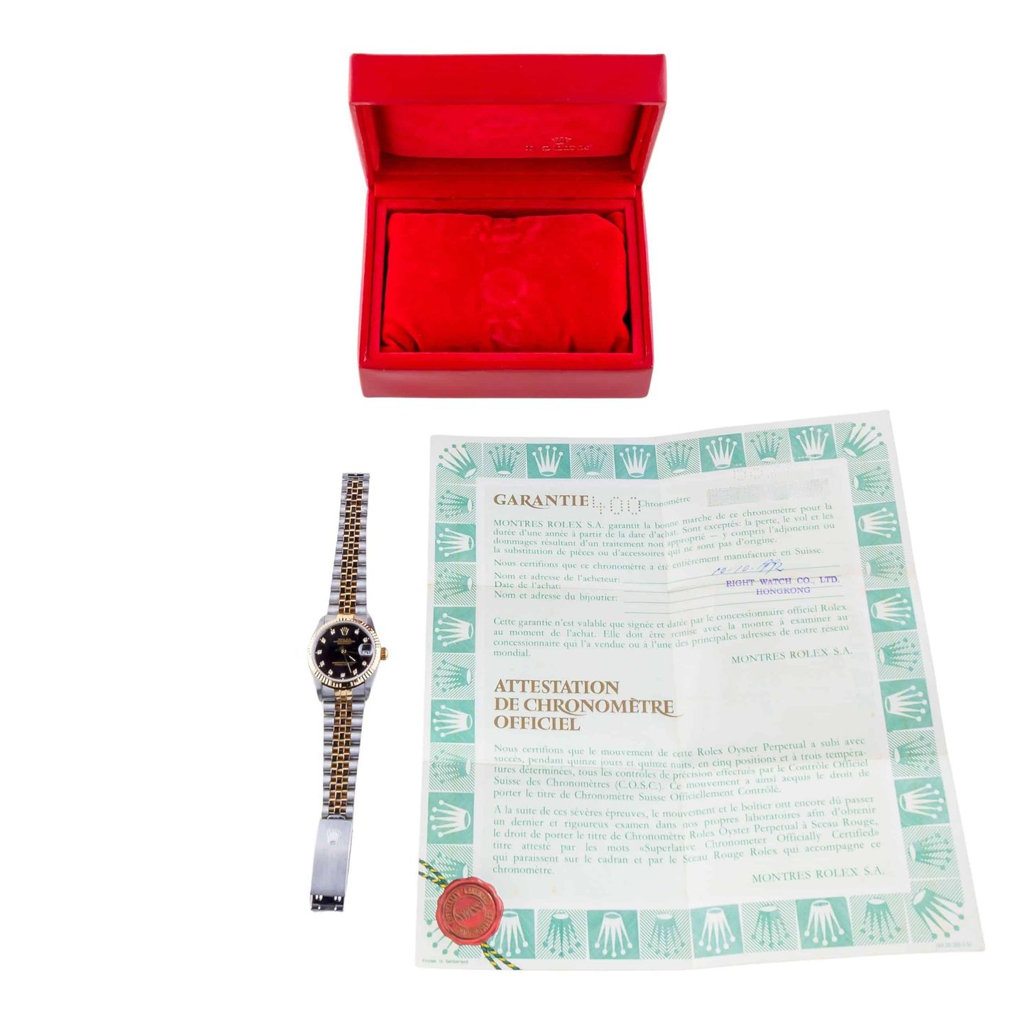 Rolex Datejust 31 68273 (1990) - Black dial 31 mm Gold/Steel case (8/8)