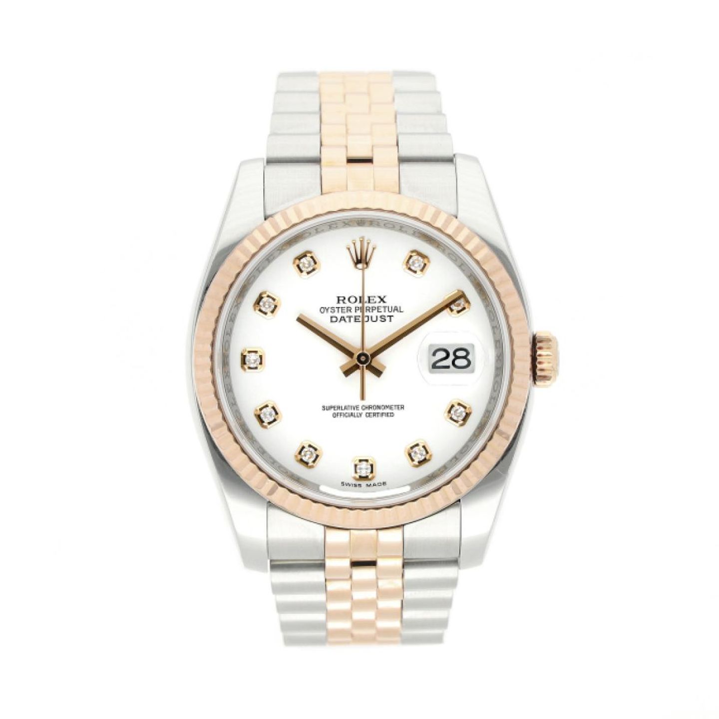 Rolex Datejust 36 116231 (2009) - Wit wijzerplaat 36mm Goud/Staal (1/5)