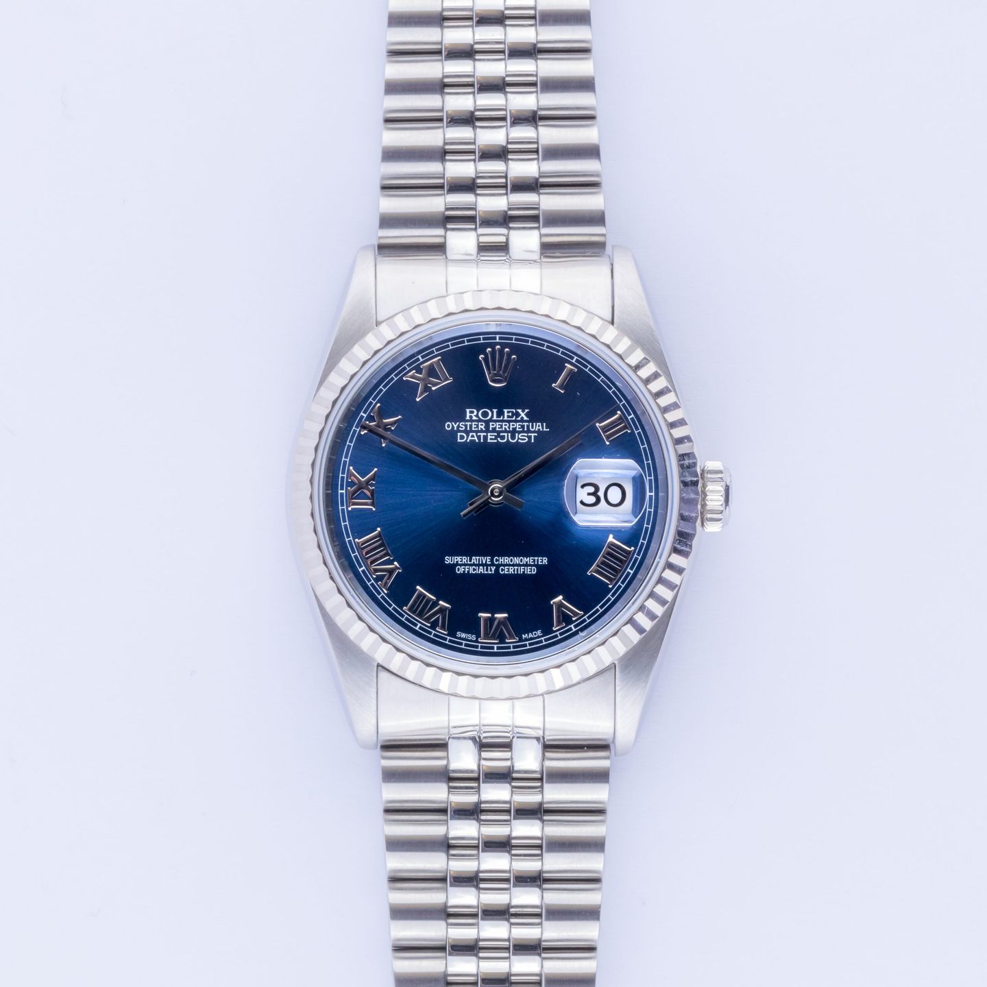 Rolex Datejust 36 16234 (1996) - Blauw wijzerplaat 36mm Staal (3/8)