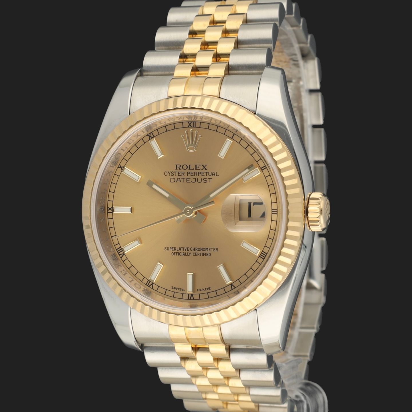 Rolex Datejust 36 116233 (2010) - Champagne wijzerplaat 36mm Goud/Staal (1/8)