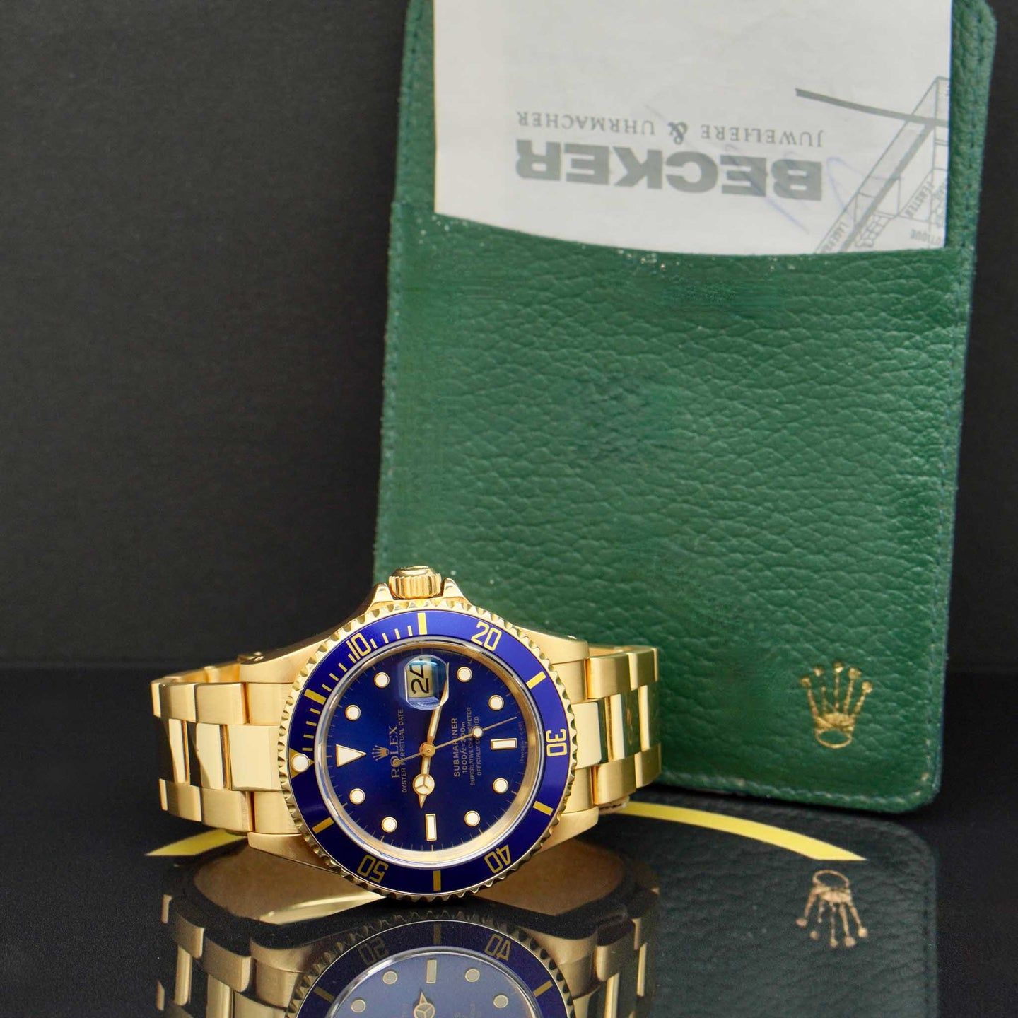 Rolex Submariner Date 16618 (1991) - Blue dial 40 mm Yellow Gold case (5/7)