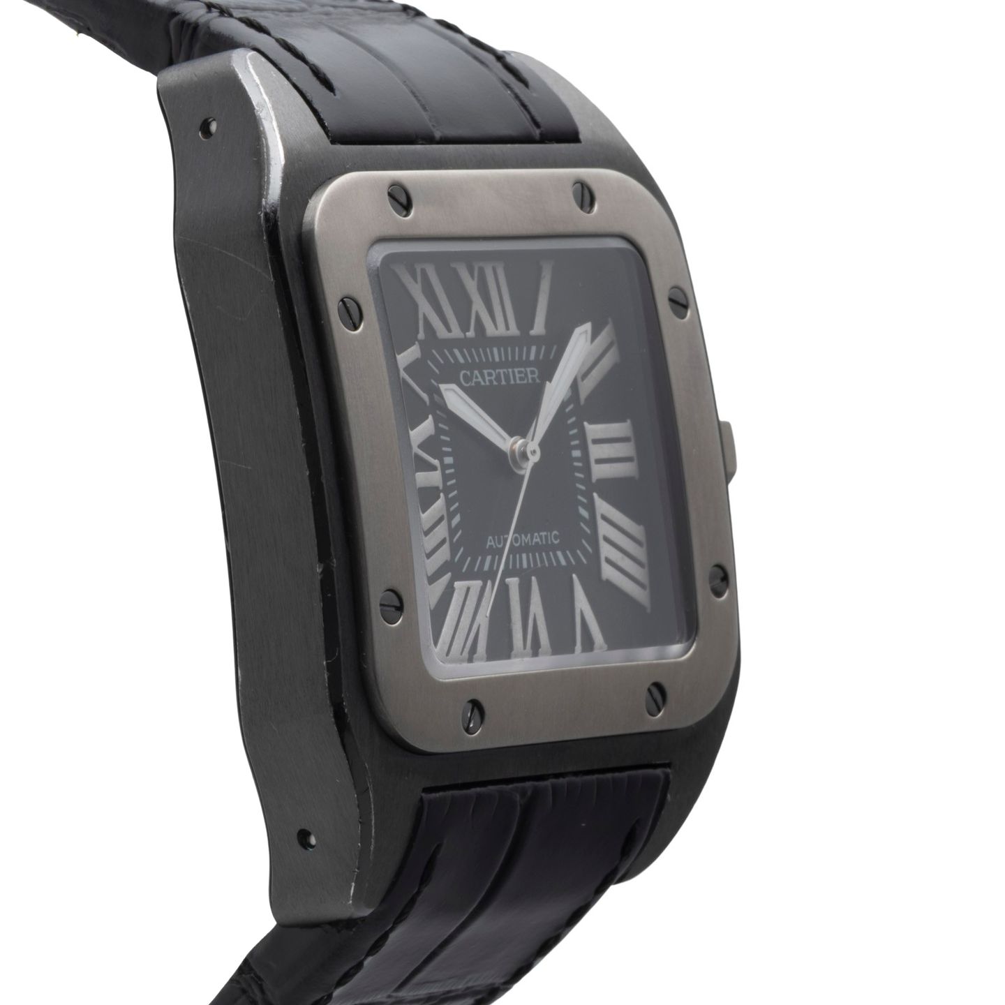Cartier Santos 100 W2020010 (Unknown (random serial)) - Black dial 38 mm Steel case (7/8)
