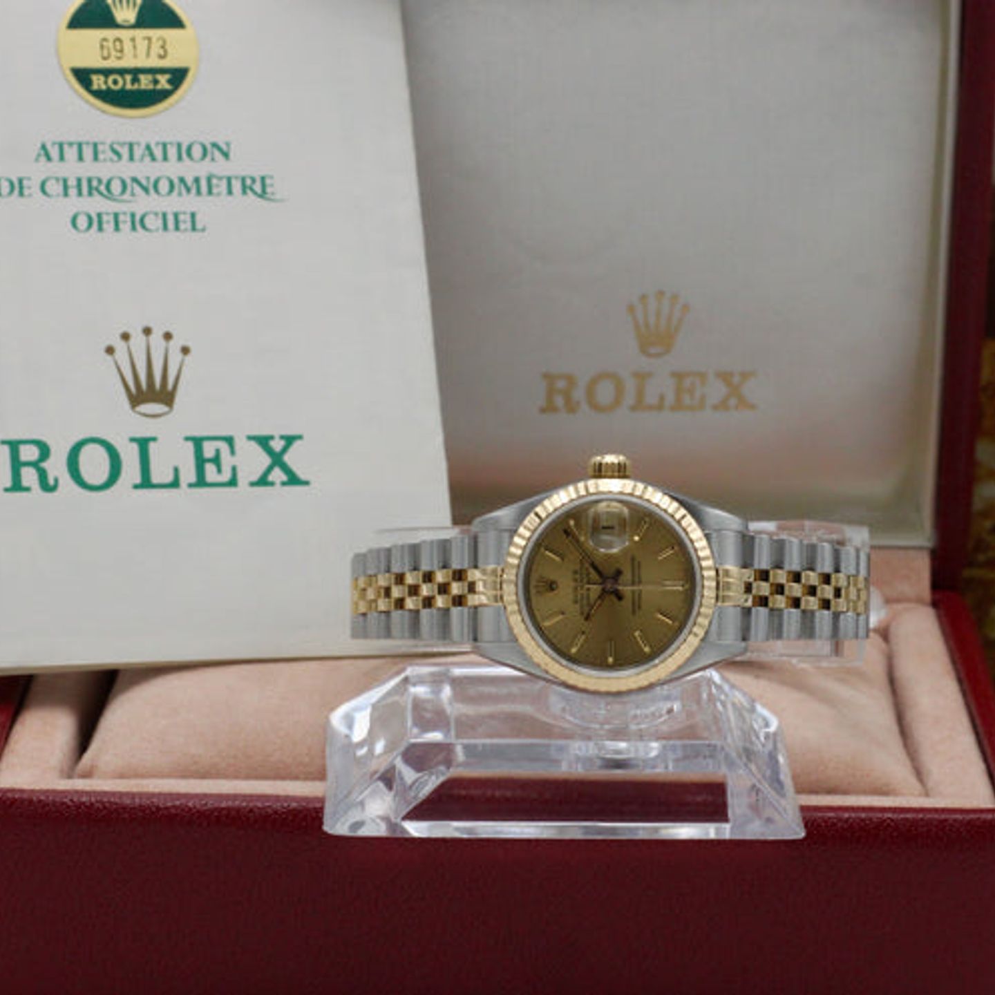 Rolex Lady-Datejust 69173 (1986) - Gold dial 26 mm Gold/Steel case (3/7)